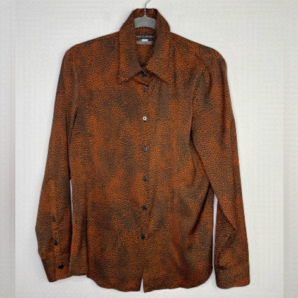 FRANCO Mirabelli abstract animal print satiny buttons down shirt